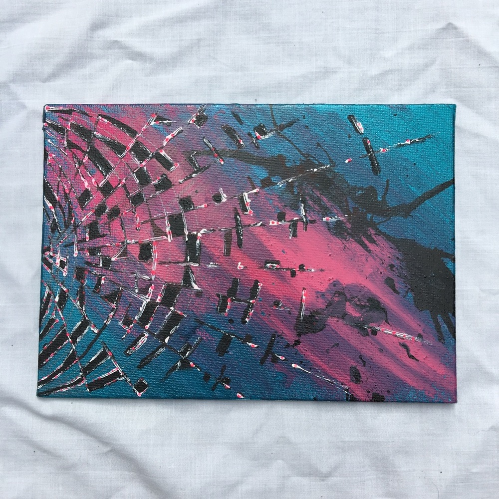 Pink Burst Abstract Art on Canvas - Picture 5 of 7